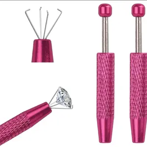 NEW Mini Precision Jewelry TweezerPortable Jewels Pick-up Tool with 4 Claws,Handheld Durable Metal Gripping Tools for Beading,Watch, Eyeglass Repair, Men Gifts, HeavyDuty, Handle, Tools And Gadgets, StainlessSteel Tweezers, Hair Splinters RemovalTwe