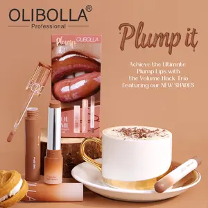 OLIBOLLA Plump it Lip Volume Hack Trio (3 Shades Lip Mate Pencil 0.5g Melting Balm 3.5g Color Gloss 4g) Professional Makeup Set