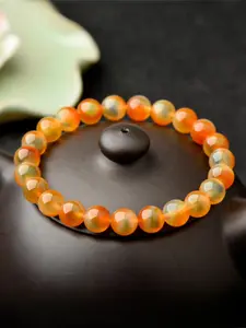 Natural Orange Agate Beaded Bracelet, Fashionable Jewelry for Women & Men, Trendy All-match & Exquisite Jewelry for Birthday Gift