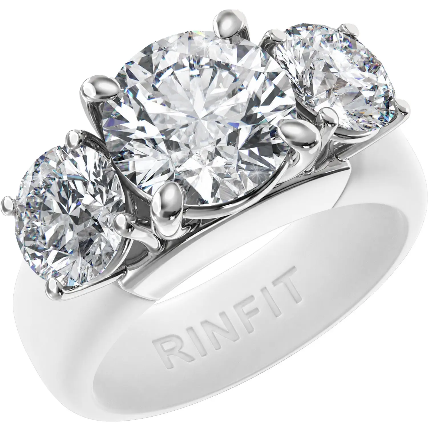 Rinfit Silicone Ring with Three Round CZ Stones - Patented