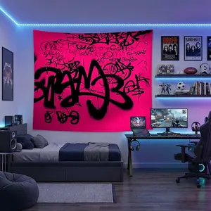 1pc Art Punk Graffiti Tapestry Personalized Wall Hanging Meditation Room Backdrop Apartment Game Room Art Mural Aesthetic Decor Decoration