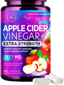 Apple Cider Vinegar Capsules 1877mg - Extra Strength ACV Pills with Vitamin D3 & Zinc - Apple Vinegar Pills Supplement for Digestion, Energy & Immune Support, Non-GMO, Bottled in USA - Capsules
