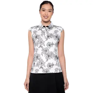 Women's Dew-Sweeper Performance Sleeveless Polo | White/Black Perfect Peony