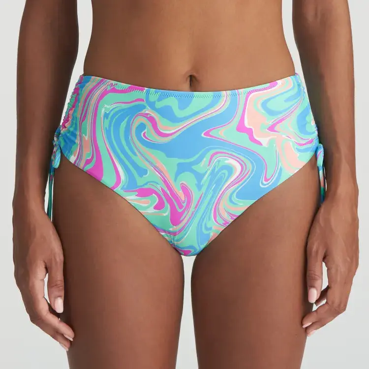 Women's High Rise Bikini Briefs - 80s Print, 67% Polyamide-Elastane Blend Fabric, Adjustable Leg Strings, Stretchable, Hand Wash & Cold Wash Care, Polyamide:67%, High Waisted, Hand Wash Care