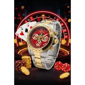 Invicta Speedway Montecarlo Red Roulette Dial 39.5mm Mens Watch 50495 2Tone Band