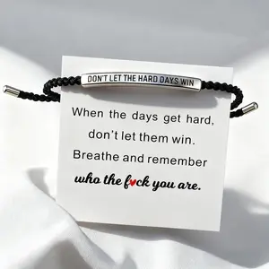Don't Let The Hard Days Win Inspire Bracelet - Stainless Steel & 18k Gold Plated Braided Design with Engraved Message - Adjustable Up to 10"