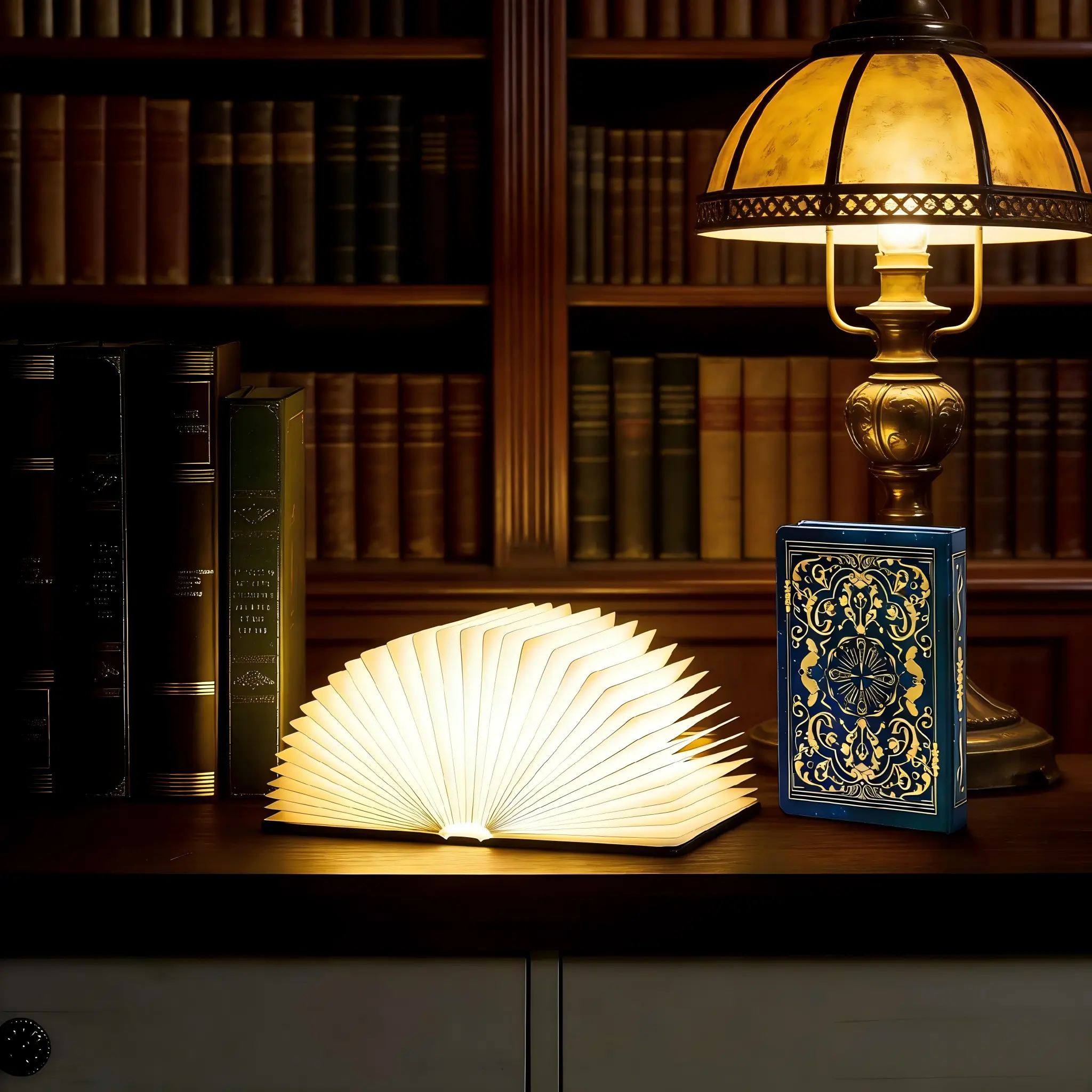 ISUNMEA Foldable Paper Book Lamp - Colorful Decorative Indoor Light with 5 Color Options, 1200mAh Battery, Hot Foil Cover, Unique Christmas Gift for Women