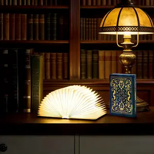 ISUNMEA Book Lovers Gifts BookLamp - 5 Color Lights, 1200mAh Battery, Foldable Paper Lamp as Book Decor & Accessories, Hot Foil Cover Design, Unique Gifts for Women or Friends & Christmas