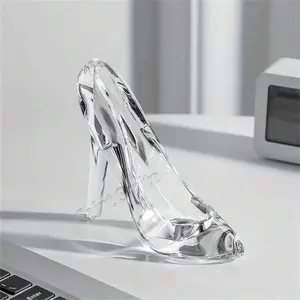 Clear Glass Shoe Design Ornament, Creative Transparent Shoe Decoration Craft, Desktop Decoration for Home Office, Gift for Girlfriend, Boyfriend