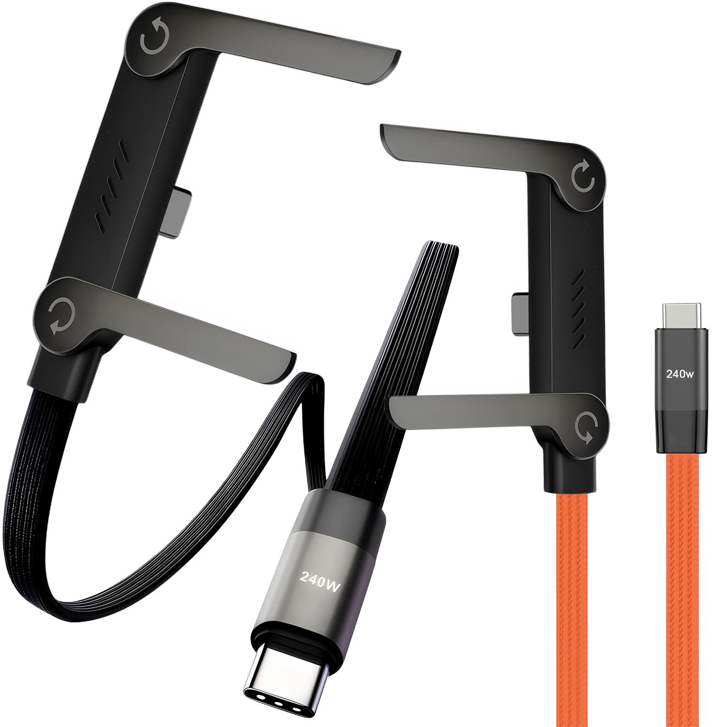 240W Super Fast Charging,Invisible Holder Charger Cable with Stand,Built-in Phone,Type C Braided Design for Gaming Office Travel Plug Cellphone
