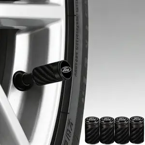 4pcs Suitable for ford car tire valve caps, carbon fiber modification, universal anti-theft valve core, leak-proof and air release cover