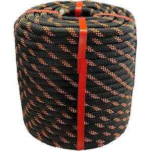 1/2 in x 100 ft Polyester Arborist Rigging Rope, Black Braided Tree Climbing Rope 48 Strands for Farm Work and Swinging