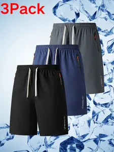 3-Pack Men's Techwear Lightweight Shorts Bundle | Breathable Quick-Dry Outdoor Cargo Shorts | Comfy Elastic Waist Streetwear Essentials | Summer Casual Shorts Set