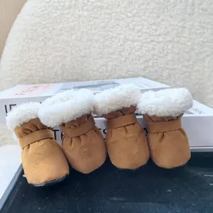 New Winter Dog Shoes with Plush Lining, Thick Warm Soft Sole Reflective Non-Slip Design, Indoor Outdoor Anti-Loss Pet Boots for Small Medium Breeds