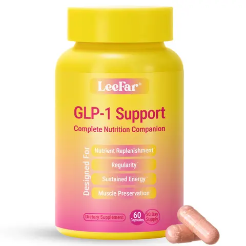 LeeFar GLP-1 Support – Nutrition Companion for GLP-1 Users to Help Fill Nutrient Gaps from  Reduced Food Intake – 13 Vitamins, 8 Minerals, Fiber & 1 Billion CFU Probiotic for Regularity,  Energy & Muscle Preservation – 60 Capsules