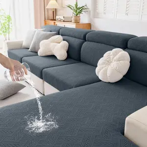 hyha Waterproof Couch Cushion Covers, Waterproof Sectional Couch Covers for 3 Cushion Sofa for Pets, Stretch Sofa Slipcover Washable with Elastic Bottom(3 Packs, Dark Grey)