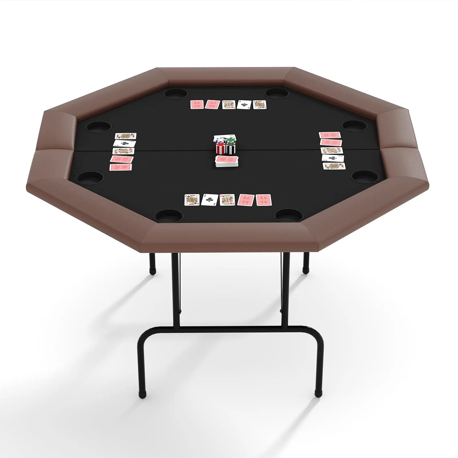 Garvee Foldable Octagonal Poker Table for 8 Players with Foldable Legs and Cup Holders, Casino-Quality Texas Hold'em and Blackjack Card Game Table for Adults