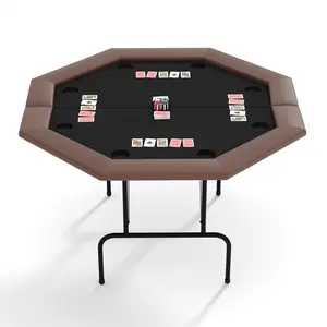 Garvee Foldable Octagonal Poker Table for 8 Players with Foldable Legs and Cup Holders, Casino-Quality Texas Hold'em and Blackjack Card Game Table for Adults