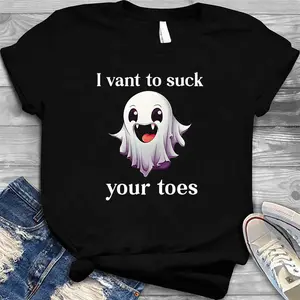 Naughty Halloween Ghost Licking Feet Kink Toe Sucking Toes T-Shirt_1