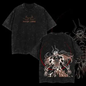 [Universe] Vasto Lorde - Ichigo Kurosaki - Bleach Edition Double Printed Oversize Lightweight Acid Washed Tee Anime Mange Vintage Design Top Cotton Anime Classic Streetwear T-Shirt Clothes Menswear Womenswear.