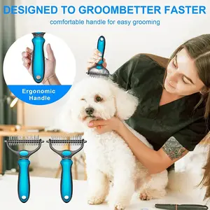 Deshedding Brush for Dogs & Cats – Double-Sided Pet Grooming Comb for Removing Loose Fur & Undercoat
