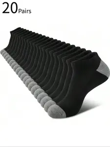 20 Pairs Men Women Super Comfortable Breathable Cushioned Socks, Sweat-Absorbent Anti-Odor Low-Cut Solid Color Knit Socks for Daily Outdoor Use Soft Breathable Socks