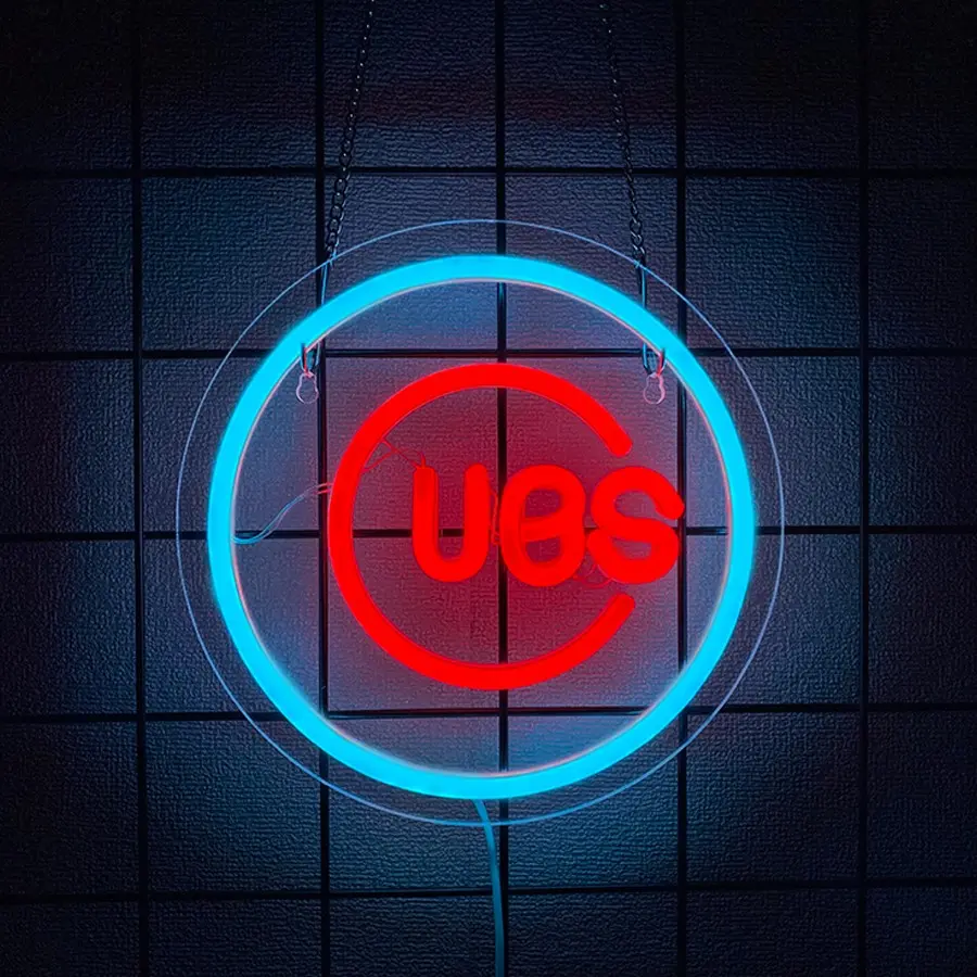 Cubs Neon Sign Baseball for Sport Club Wall Decor Baseball Sign Neon Light For Man Cave Garage Decoration  Neon Sign For Bar,Dorm Room,Party DecorationGame Room Decoration