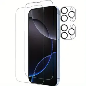 4 in 1 Phone Screen Protector Kit, 2 Counts HD Clear Phone Screen Protector & 2 Counts Lens Protector, Phone Accessories for iPhone 11 12 13 14 15 Pro Max, Cover