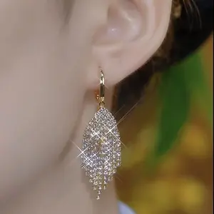 Geometric Rhombus Super Flashy Earrings for Women Elegant and Versatile Sparkling Design