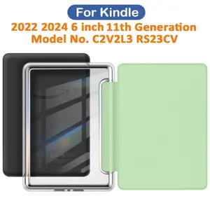 Acrylic Case for Kindle 2024 2022 11th Generation 6Inch Model No. RS23CV C2V2L3 6'' Digital Products Accessories Protective Pouch Clear Back with Auto Sleep/Wake Perfect Fit Design Easy Access Ports Durable & Stylish Cover