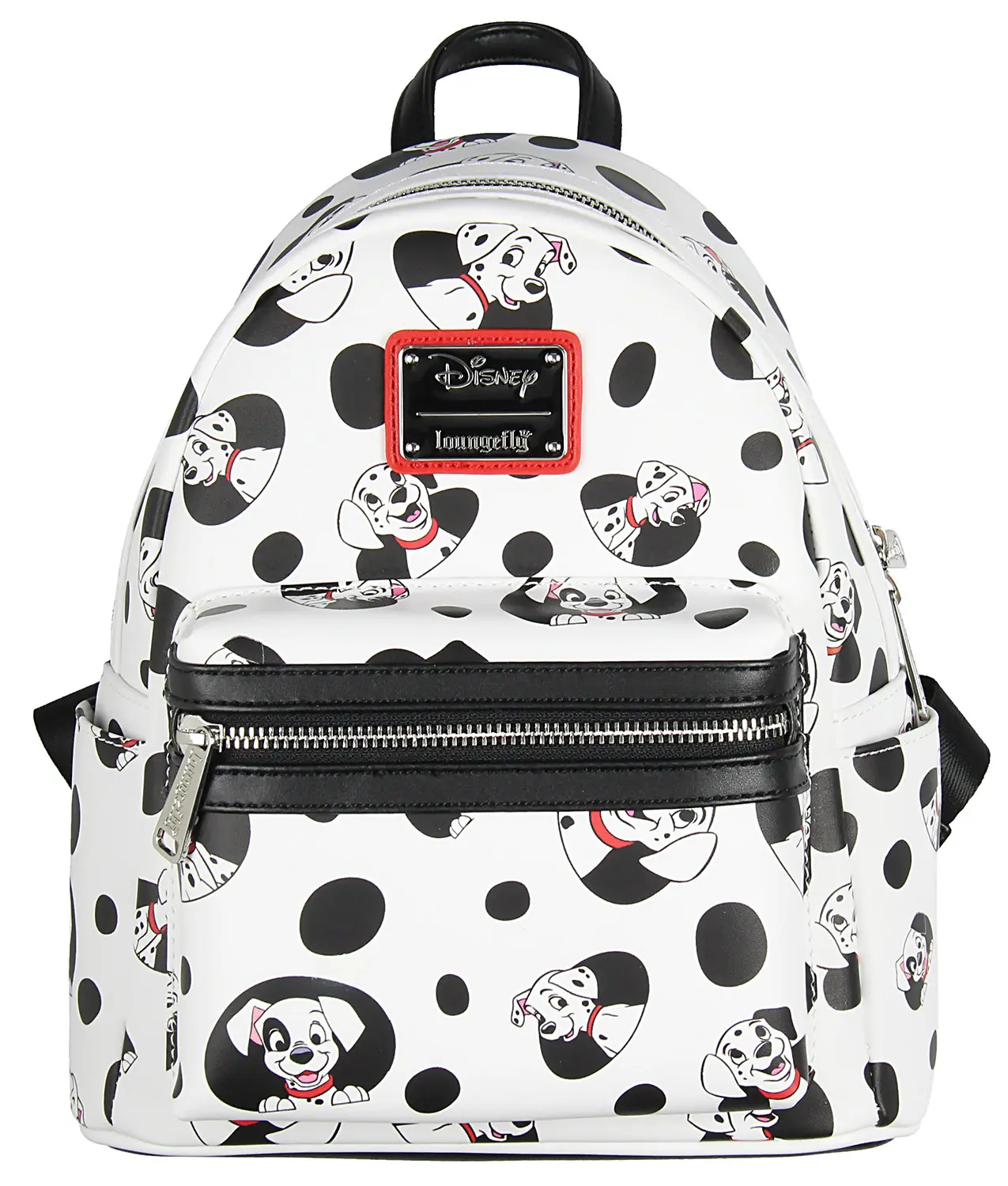 Loungefly Disney 101 Dalmatians Spots and Pups Lucky Penny Patch Allover Print Adjustable Casual Printed Stylish Casual Daypack Mini Backpack (11in), Adjustable Backpack, Casual Printed Backpack