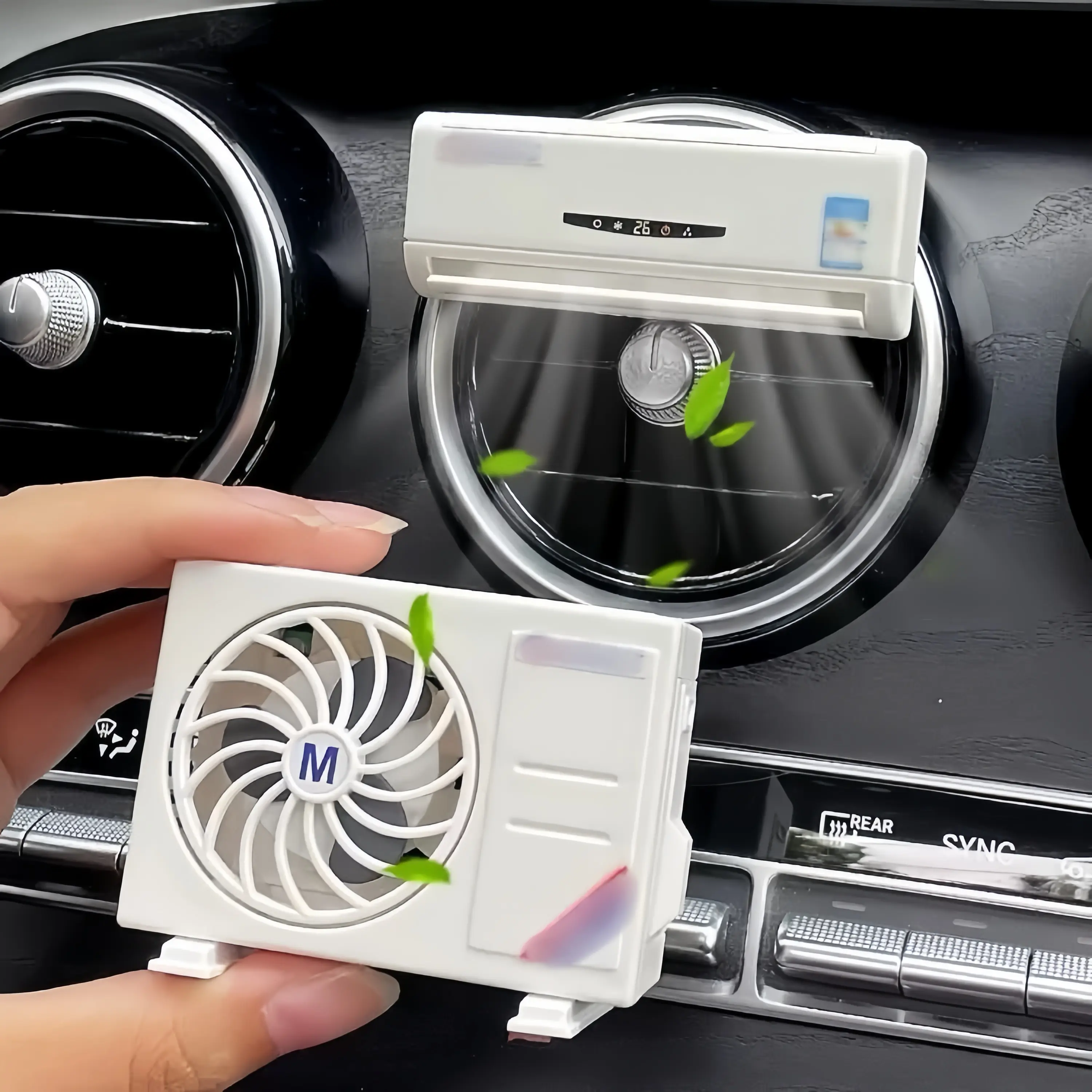 Mini Solar-Powered Car Fragrance Diffuser - Aircon-Style Aromatherapy Machine, Car Fragrance System, Fresh Long-Lasting Scent Accessory for Calming Environment & Stylish Interior Decor, Automotive Accessory
