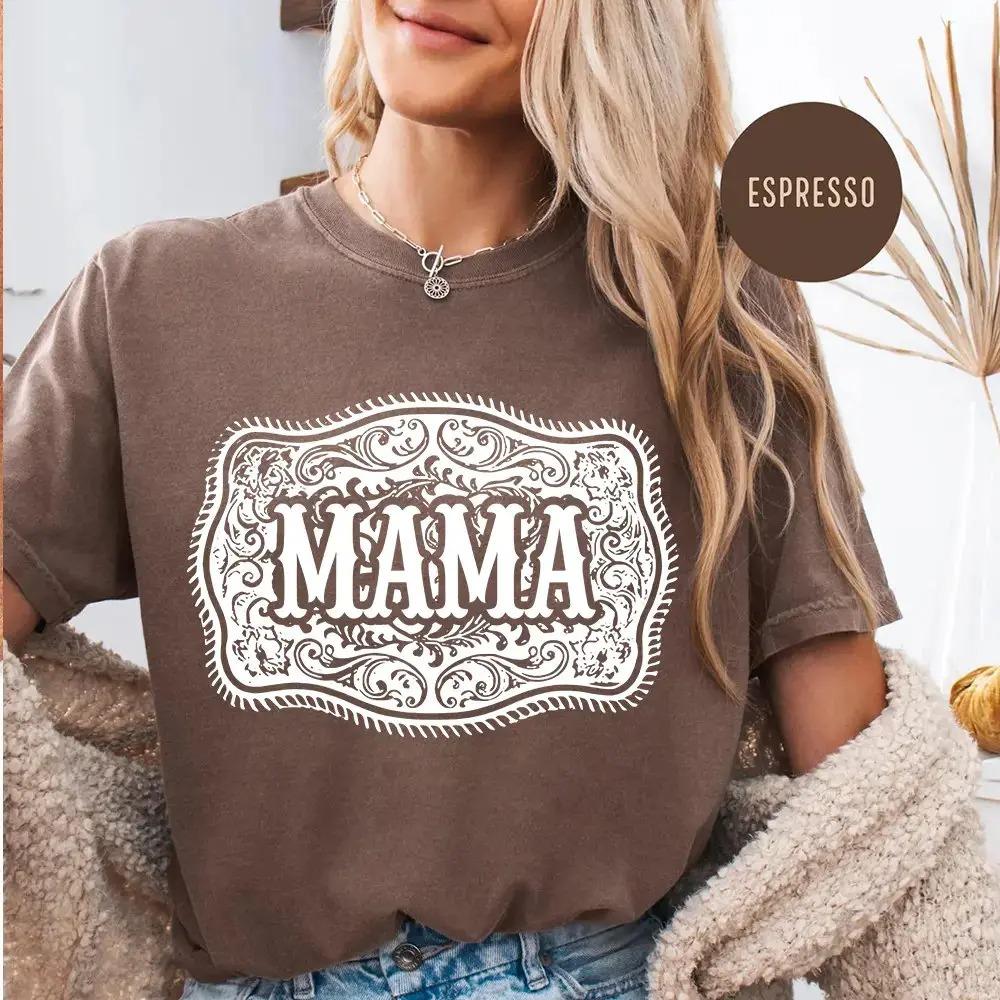 Comfort Colors Western Mama T-Shirt, Trendy Cowgirl Rodeo Graphic Tee, Casual Shirt for Moms, Country Western Style Top for Women – DarkFlex