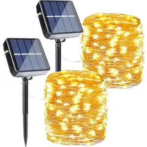 Solar Fairy Lights, 2-Pack 80ft 200led Solar String Lights, Outdoor Waterproof 8 Lighting Modes, Warm Decorations