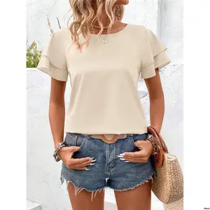 BreezayawaMensolidColorroundnecrobruffleshortsleelooseloosalecasualforsummer Shortsleevetops