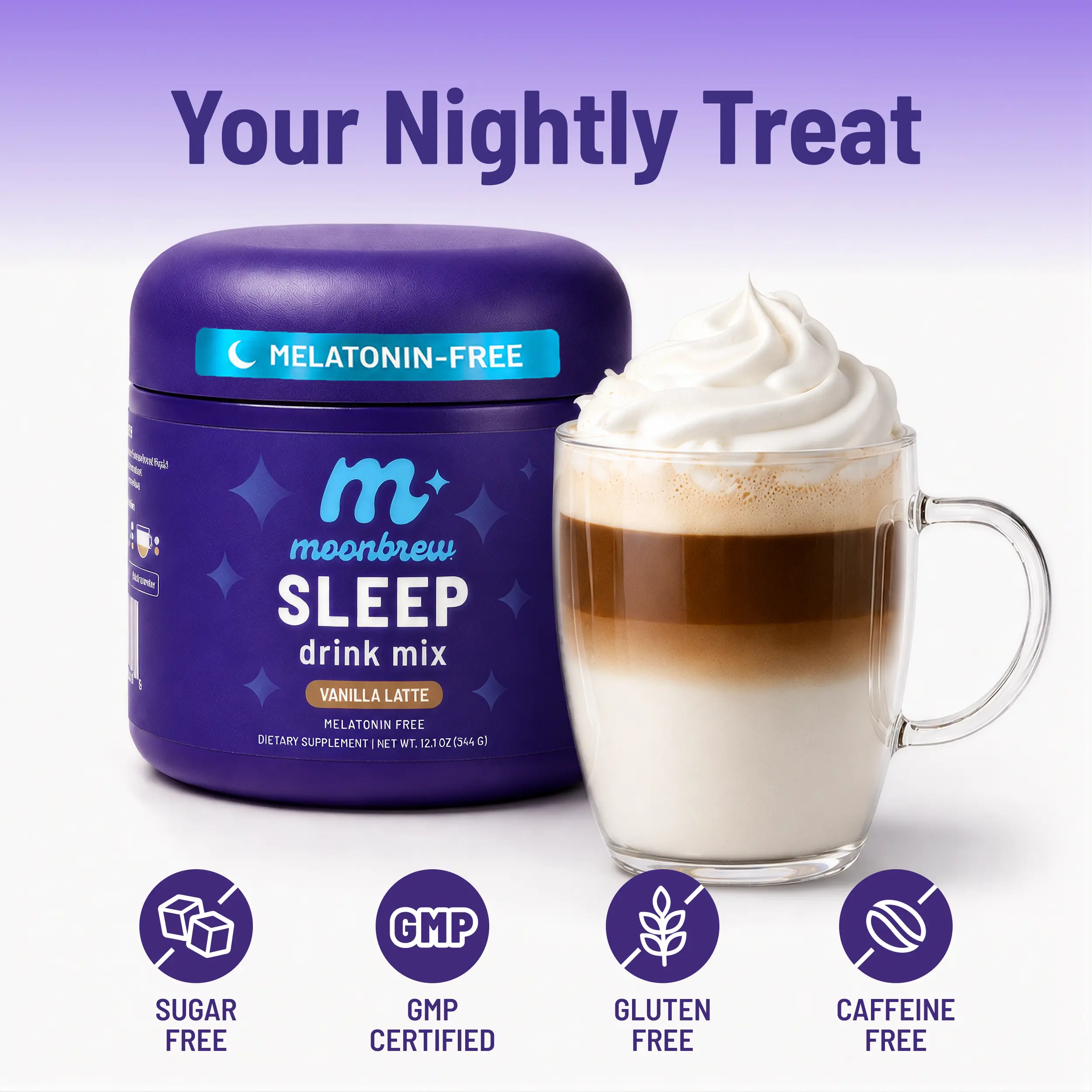 MoonBrew Vanilla Latte Magnesium Sleep Aid (Sleepy Coffee - TikTok Exclusive)