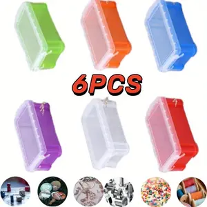6 Pieces Small Plastic Storage Containers, Clear Bead Box with Lids for Crayons, Crafts, Bobby Pin Holder(4.3" X 2.3") Organiser Lightweight