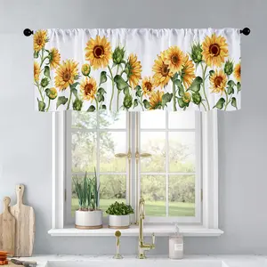 1Pc Sunflower Watercolor Painting printed kitchen curtains living room bedroom bathroom home decoration Window Curtain 54 * 18 inches