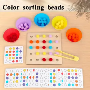 Multifunctional Colorful Ball Clip Bead Sorting Game, Game Board Set, Strategy Board Games, Tabletop Games, Focus Hand-Eye Coordination, Logic Thinking, Stem Education Toy, Perfect Gift