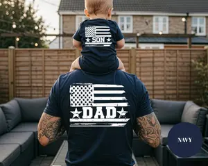 Dad and Son Shirts: Patriotic USA Matching Tee, Father's Day, 4th of July Casual Daily Wear Tee For Son, Gifts for Daughter Apparel Made In The USA
