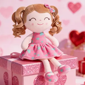 Gloveleya Valentine Gift Girl Doll Soft Cuddly Plush Toy for Baby Girls Heart Style Cute Romantic Valentine’s Day Gift Idea for Kids 0 to 6 Years