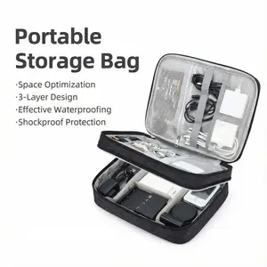 Digital Accessories Travel Organizer Unisex Waterproof Three-Layer Electronic Accessories Case Portable Three-Tier Storage Bag Essential for Organizing Cables Chargers for Phones Adapters and Power Banks