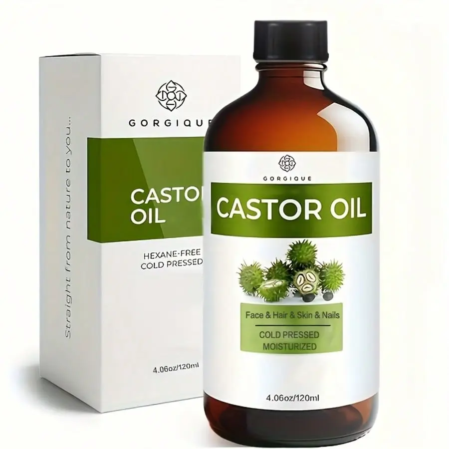 Organic castor oil is used for hair and body, eyelash and eyebrow moisturizing oil, dry hair drying oil, multi-purpose beauty oil, 4.06 fl oz/120ml, drift bottle, for personal care