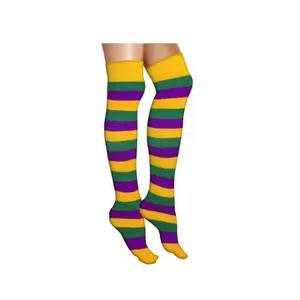 Knee High Striped Socks - Mardi Gras - Cheer - Clown - Costume Accessory