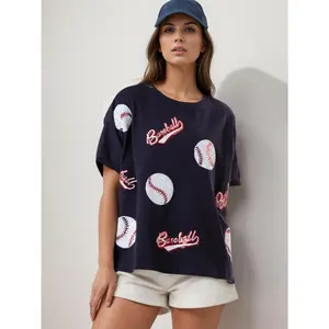 Baseball Round Neck Half Sleeve T-Shirt