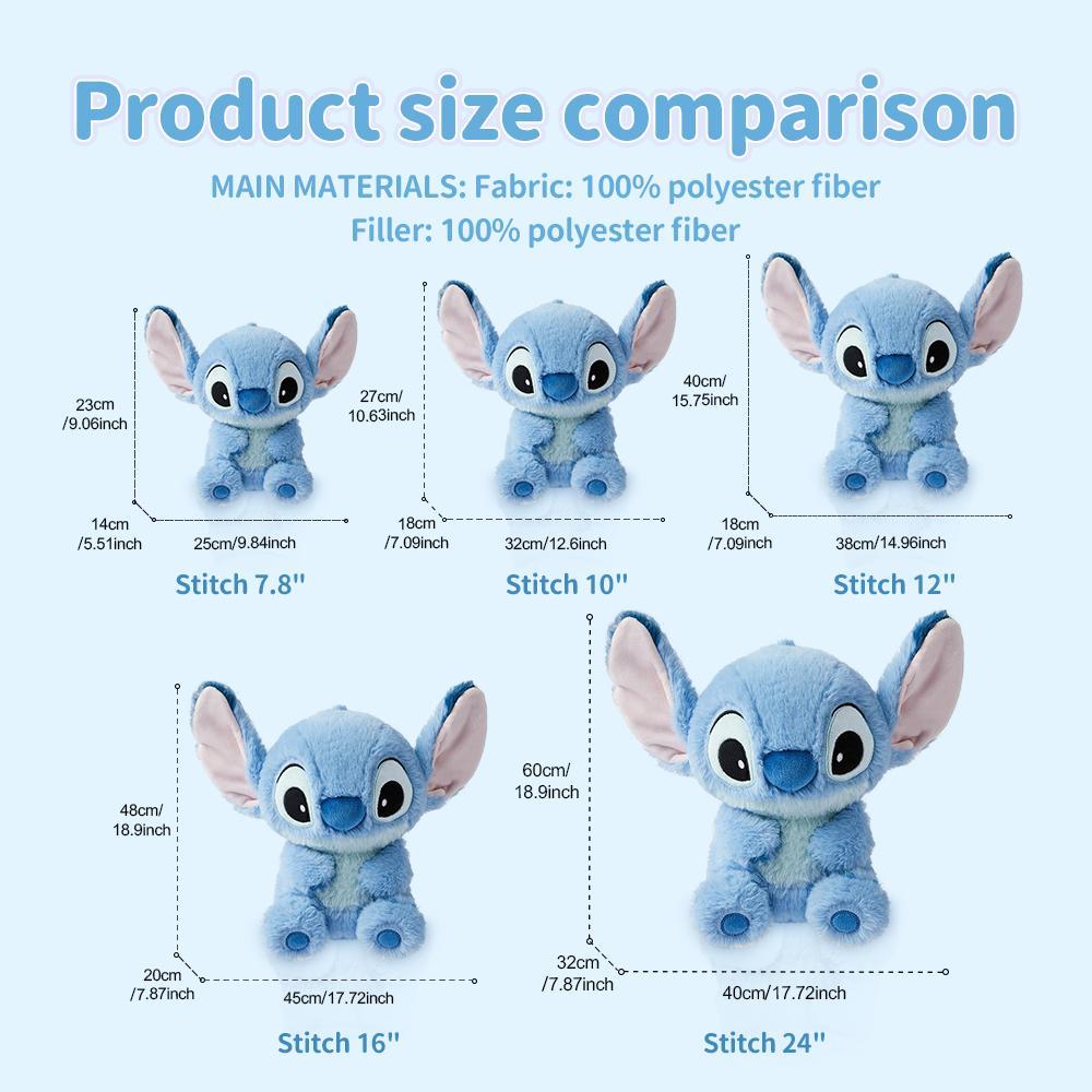 Disney Stitch Basic Sitting Stuffed Animal Plush Doll,High Quality Plush Doll,Cute Sofa Bed Decoration,Perfect Gift for Fans Boys&Girls