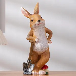 Bunny Garden Statue Outdoor Decor Resin Funny Rabbit Statue for Outdoor Patio Lawn Yard Art Decoration Christmas Housewarming Gift