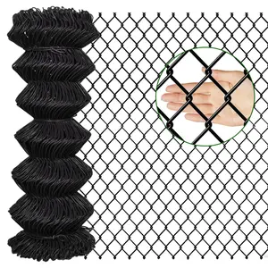 PVC Black Vinyl Coated Galvanized Steel Chain Link Fence Fabric 6ft x 50ft 9Gauge Diamond Mesh Wire Fencing Roll for Residential Commercial Property Protection Security Athletic Field