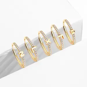 26 Letters Personalized Initial Name Ring Jewelry Anniversary Gift For Couple