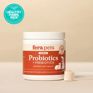 Fera Pets USDA Organic Probiotics with Prebiotics for Dogs & Cats – Vet‑Formulated Digestive & Gut Health Supplement with 12 Strains